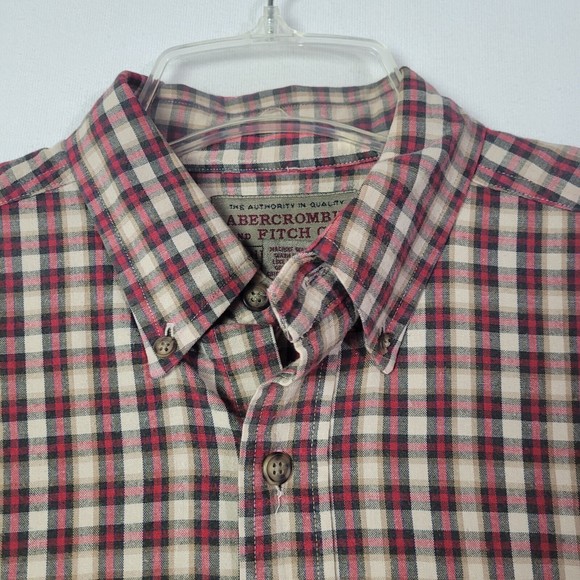 Vintage Abercrombie & Fitch Mens Size L Large Button Front Shirt Checkered Fall - Picture 5 of 8